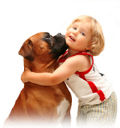 Image of a dog with a child